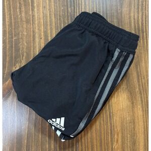 ADIDAS Track Pants Youth 11-12Y Black White Striped Athletic AEROREADY
